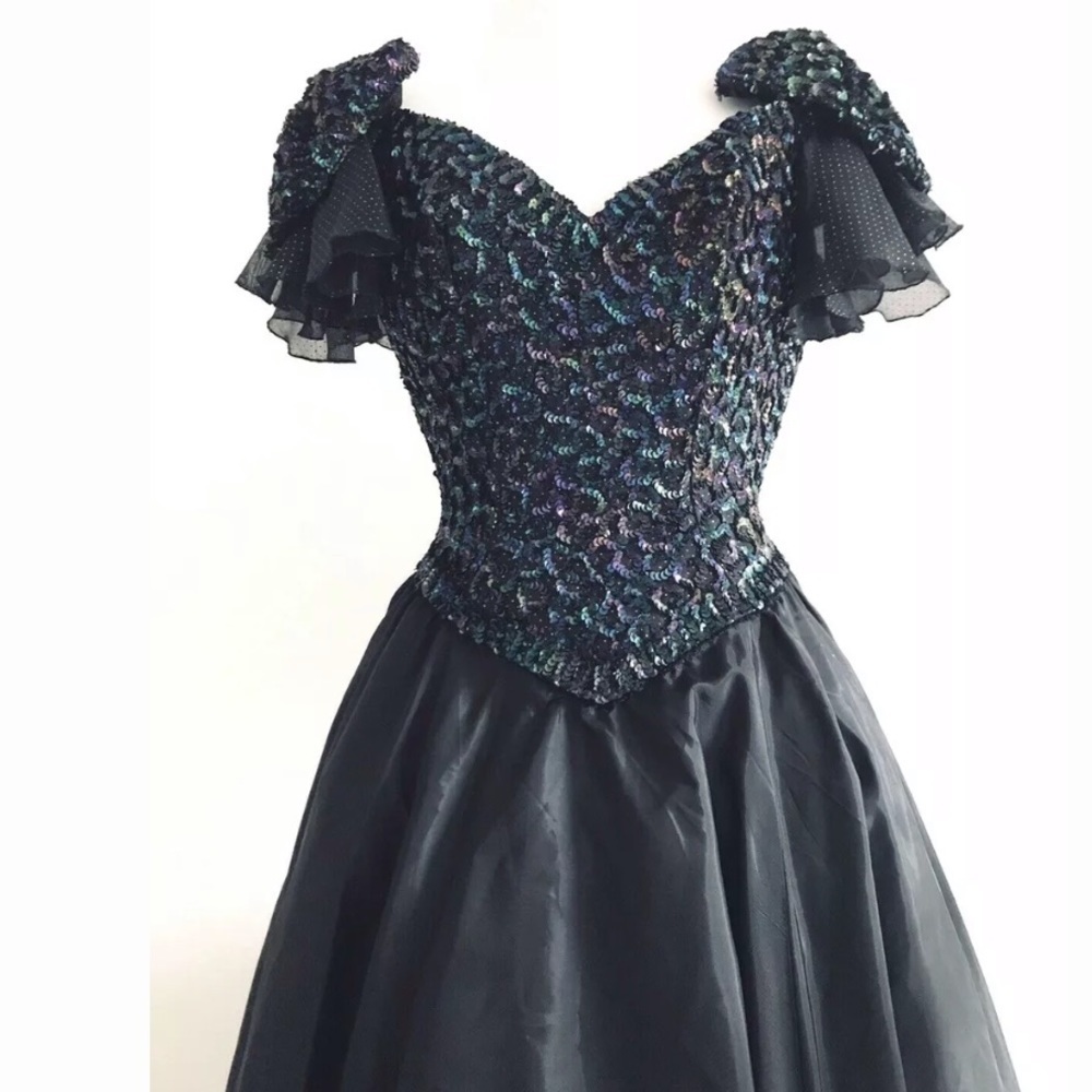 Vintage Mike Benet | Formals Womens Sequins Ball Gown Dress Maxi Embroidered - Picture 9 of 12